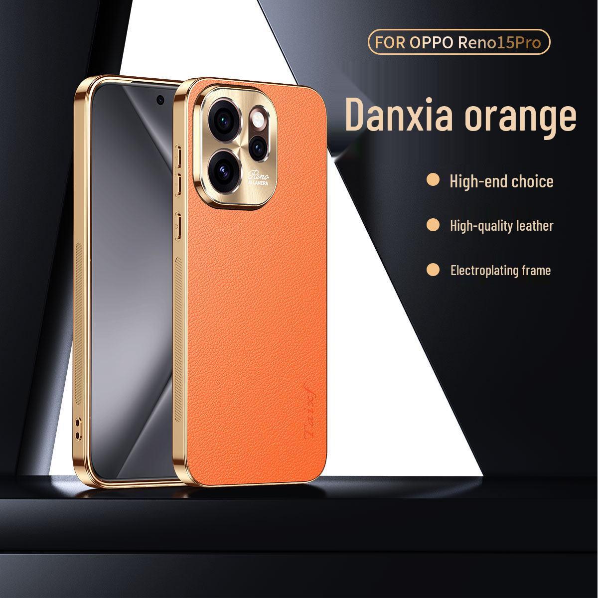 

Electroplated Lychee Leather Protective Case for Oppo Reno15/14Pro - Full Coverage, Anti-Fall Design Reno14pro