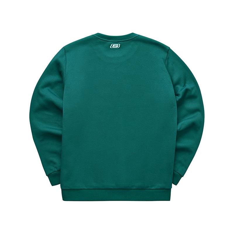 Skechers Colorful Casual Series Fashion Comfortable Crew Neck Pullover Sweatshirt Men Sweatshirt Spruce-Green FHL123M017-0027
