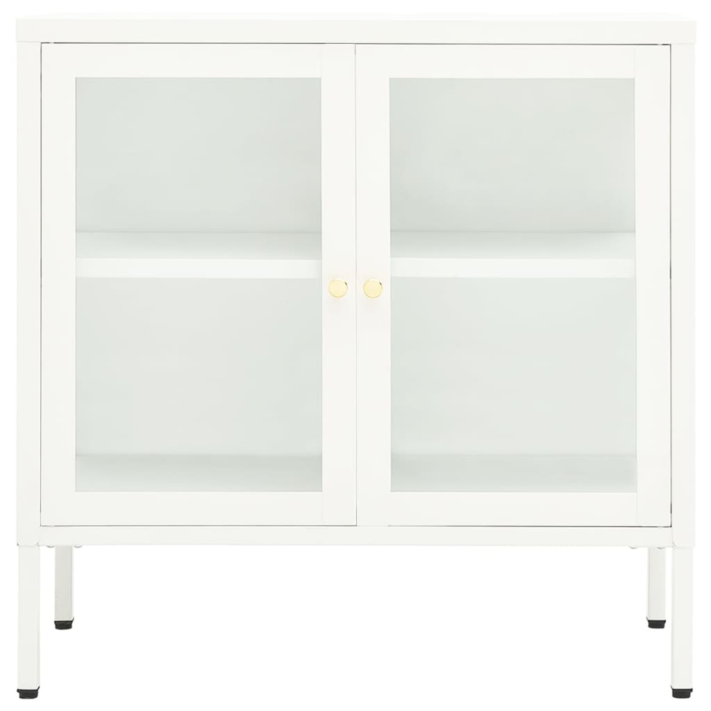 Sideboard White 70 x 35 x 70 cm Steel and Glass