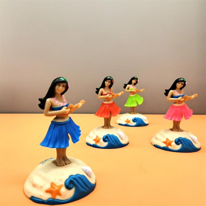 Cartoon Automotive Trim Tabletop Ornaments Hawaiian Girl Dashboard Doll Figurine For Car interior Home Office Desk Bedroom