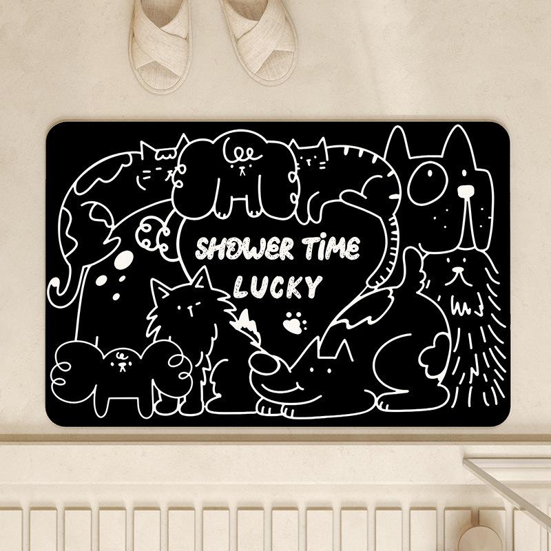 Cartoon Bathroom Mat Strong Moisture-wicking Bathroom Door Non-slip Mat Home Dirty and Easy To Care for Diatom Mud Cushion