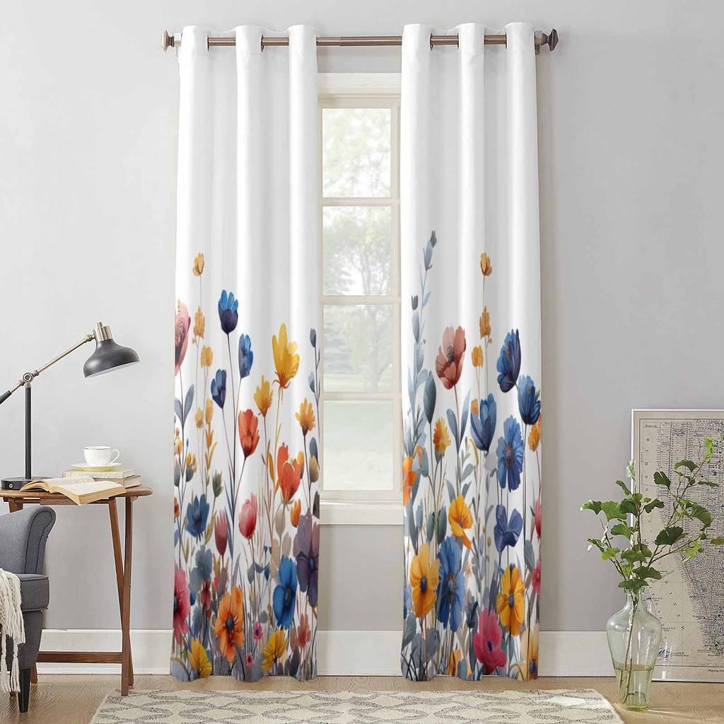 Flower Daisy Plant Leaves Window Curtains for Living Room Luxury Bedroom Curtain Kitchen Blinds Drapes Curtains