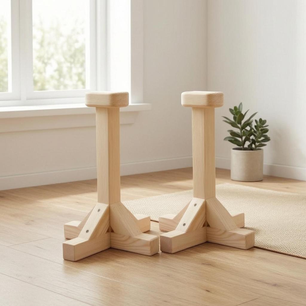 2 Pieces Handstand Stands Solid Wood Inversion Freestanding Wooden