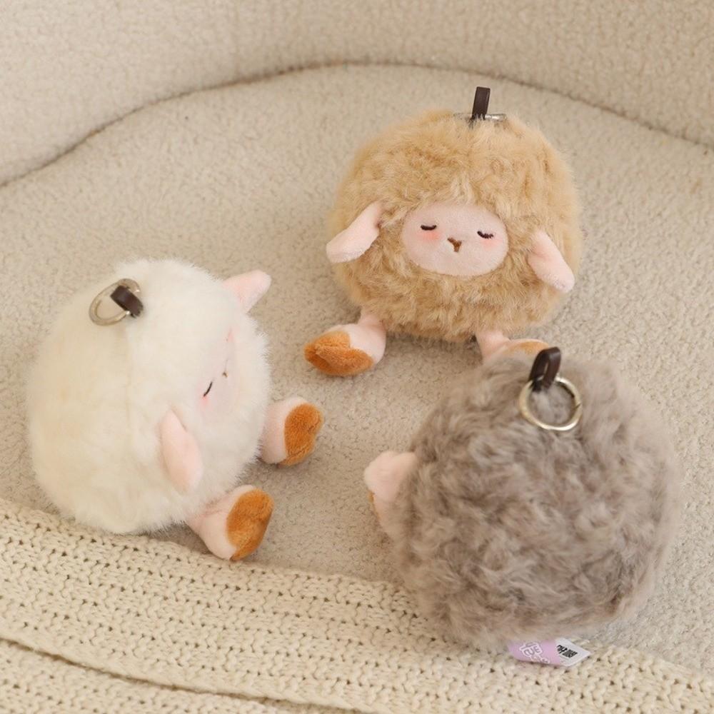 Fluffy Plush Sheep Keychain Hanging Charm Zodiac Goat Pendant Key Ring Lamb Ornaments Bag Decor