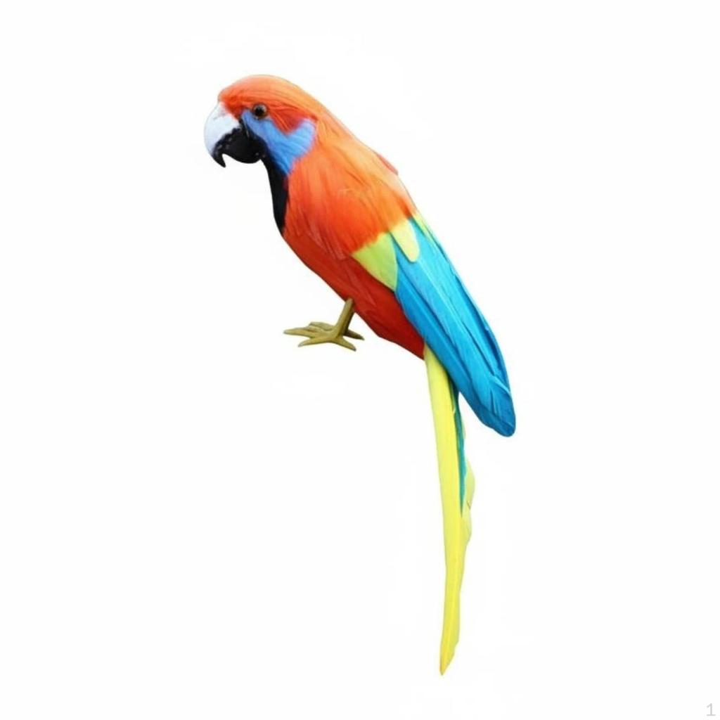 Feathered Parrot Figurine Handmade Artificial Decoration Colorful for Party, Garden, Patio a