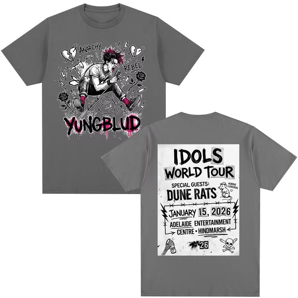 Singer Yungblud IDOLS World Tour 2026 Tshirts Fan Gifts Unisexs Women Clothing Fashion Short Sleeves Top Summer TShirt Unisex