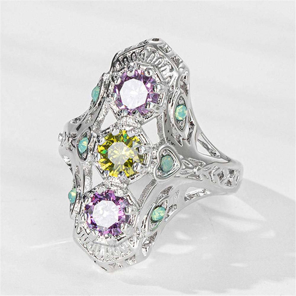 

Cute Female Rainbow Zircon Stone Engagement Ring Vintage Silver Color Wedding Jewelry For Women 7
