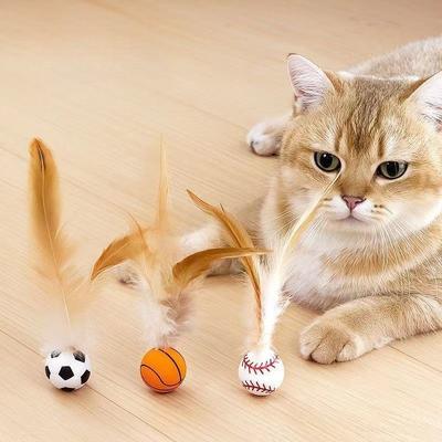 Přeshraniční nová kočka elastická badminton kočka elastická kuřecí peří míček kočka samo-hi artefakt pro úlevu od nudy domácí mazlíček hračka míček