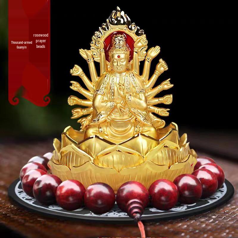 Alloy Double-Sided Thousand-Hand Guanyin Dashboard Ornament with Perfume Base