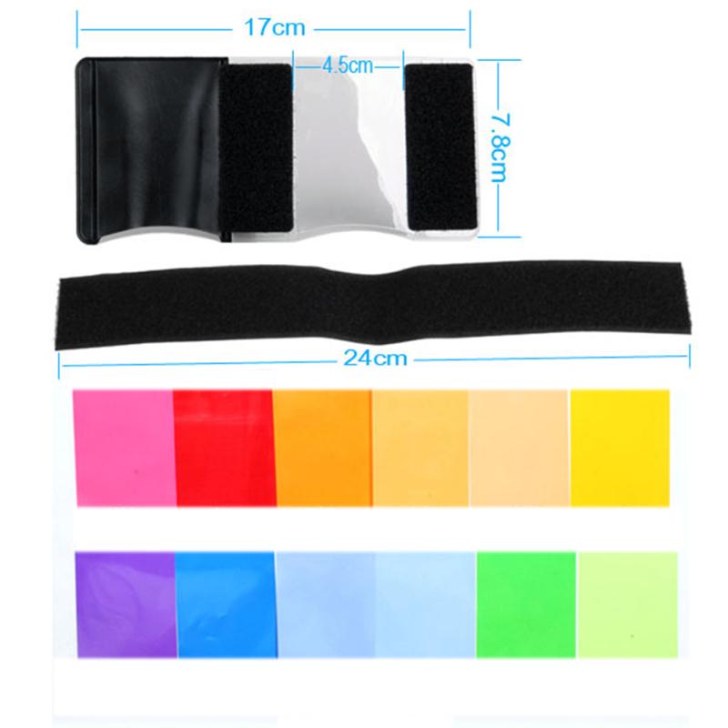 12 Pcs Universal Flash Color Card Diffuser Lighting Gel Up Filter for Camera Speedlite
