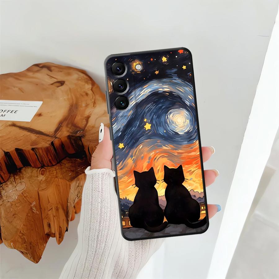 Cartoon Niedliche Katze Handyhülle für Samsung Galaxy A37 A57 A15 A05 A53 A17 A23 A55 A52 A36 A73 A51 A06 A25 A16 A50 A13 A41 A70