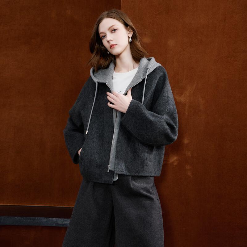 Sancai 2025 Winter Double-Faced Faux Two-Piece Short Wool Coat