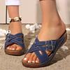 Fashion Fashion Cross Straps Platform Slippers Women Comfort Double Buckle Wedge Sandals Woman Summer 2025 Anti Slip Casual Beach Shoes