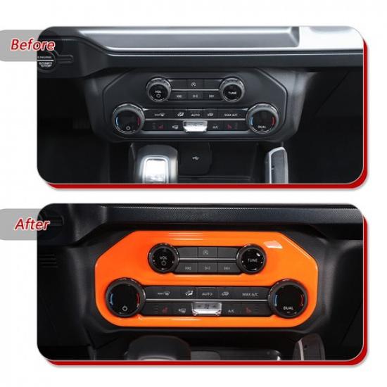 Orange Center Air Conditioner Switch Panel Cover Trim Bezels For Ford Bronco 21+