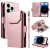 For iPhone 14 Pro Case with Multi-Card Holder and Strap PU Leather Phone Cover Stand