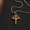 Men's Retro Color Block Hammered Branch Pendant Necklace with Stainless Steel Long Box Chain