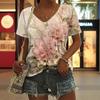 Summer Fashion Trend Women's 3D Printed Plant Flower Loose Casual Short Sleeved T-shirt