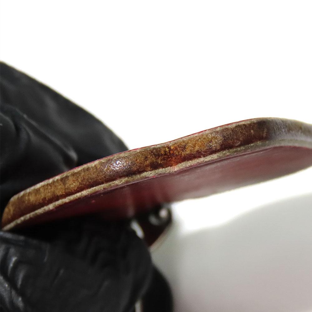 Used HERMES Bag charm Apple fruits leather/Silver925 Red green key ring