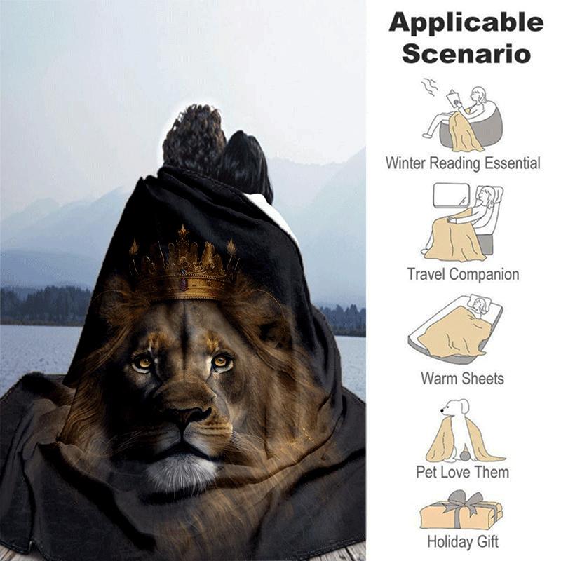 1pc Lion Printing Lightweight Flannel Blanket, Comfortable and Warm Blanket, for Camping Sofa Bed and Couch Office, Gift