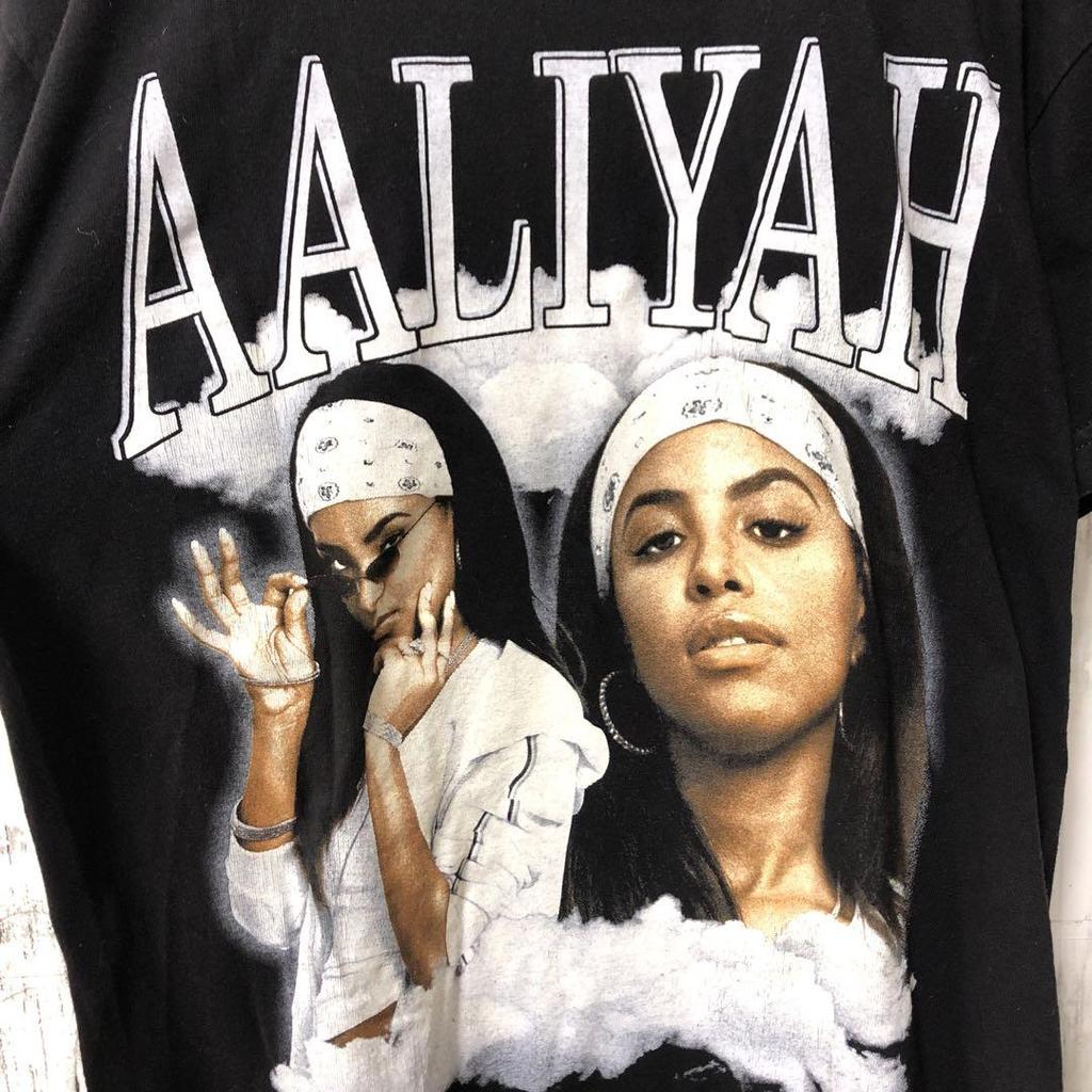 [USED] C2070 Aaliyah Graphic T-Shirt, Black, Vintage Overseas Clothing