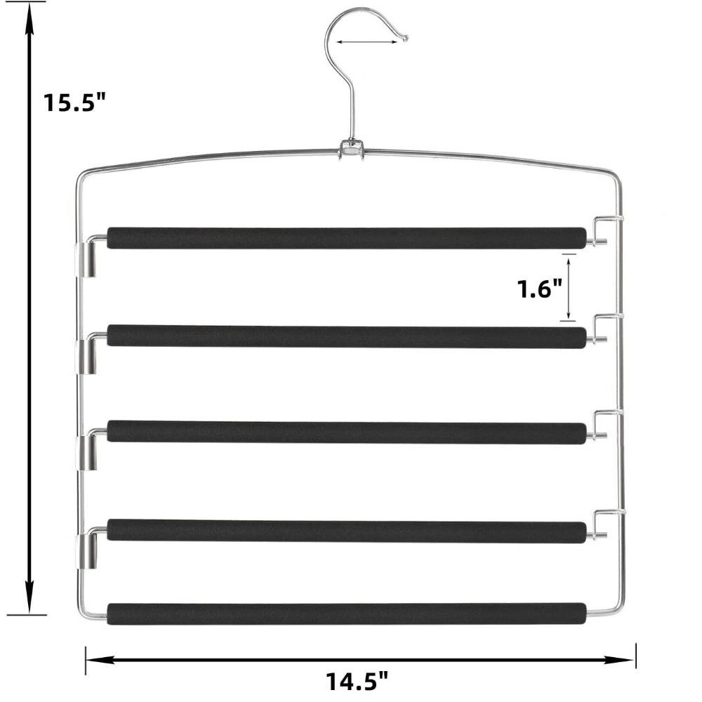 Pant Hanger 4-piece Set, Swing-arm Pants Rack, Space-saving Pant Hanger, 5-layer Non-slip Jeans Hanger