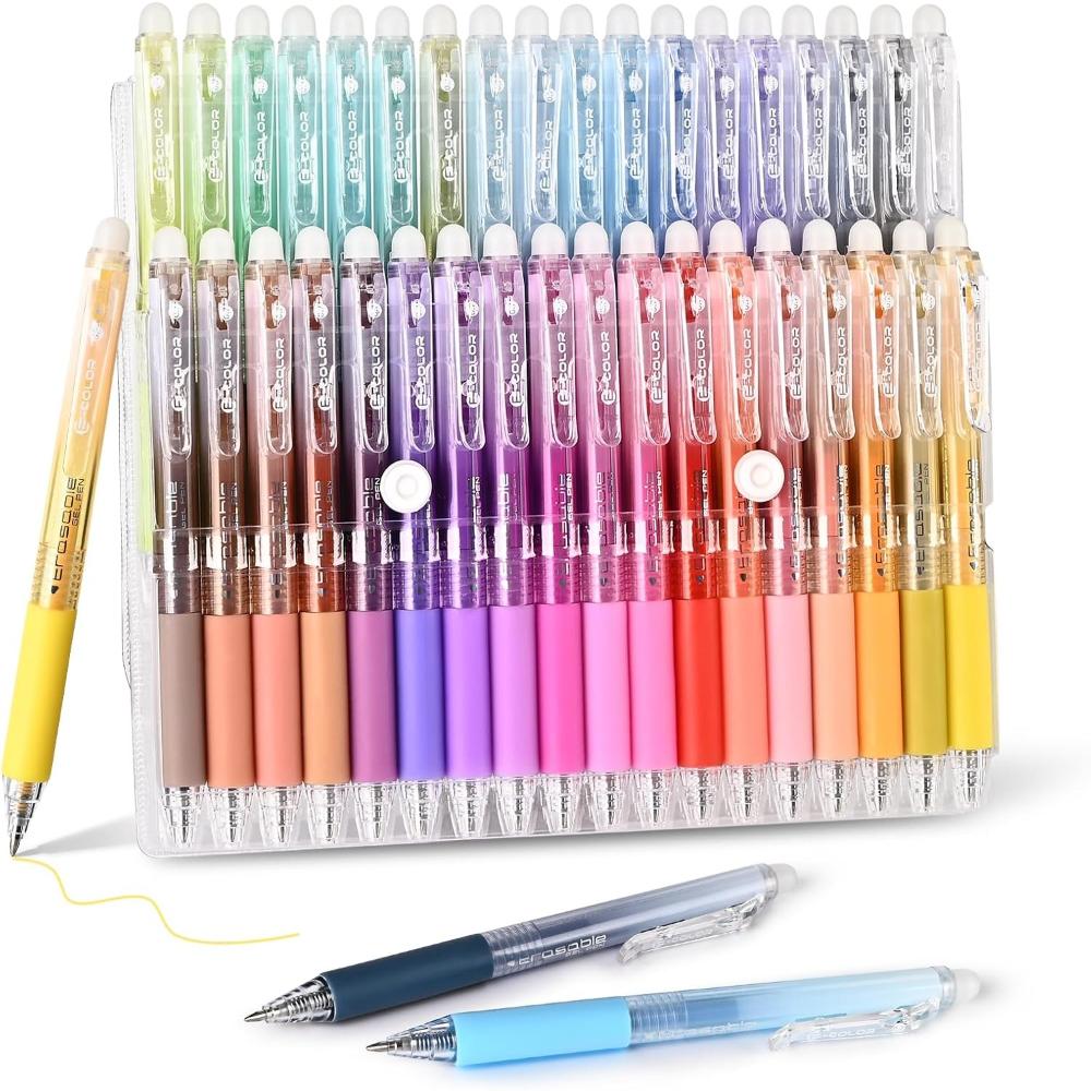 36pcs Colored Erasable Gel Pens, Fine Point 0.7mm, Retractable Assorted Colors Pen with Eraser, Writing Erasable Pens for Drawing Crossword Puzzles