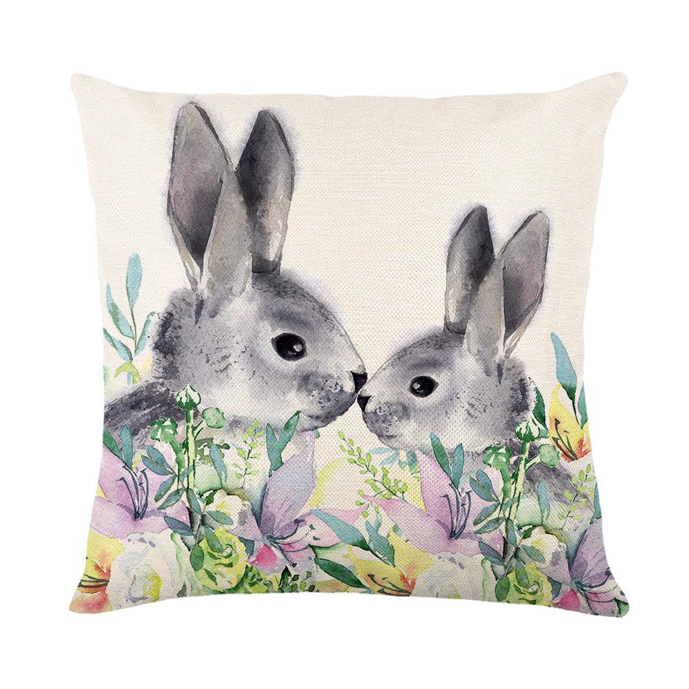 Home Nordic Easter Bunny Pillow Cover Sofa Pillow Bedside Pillow Cover Linen Pillow Cover