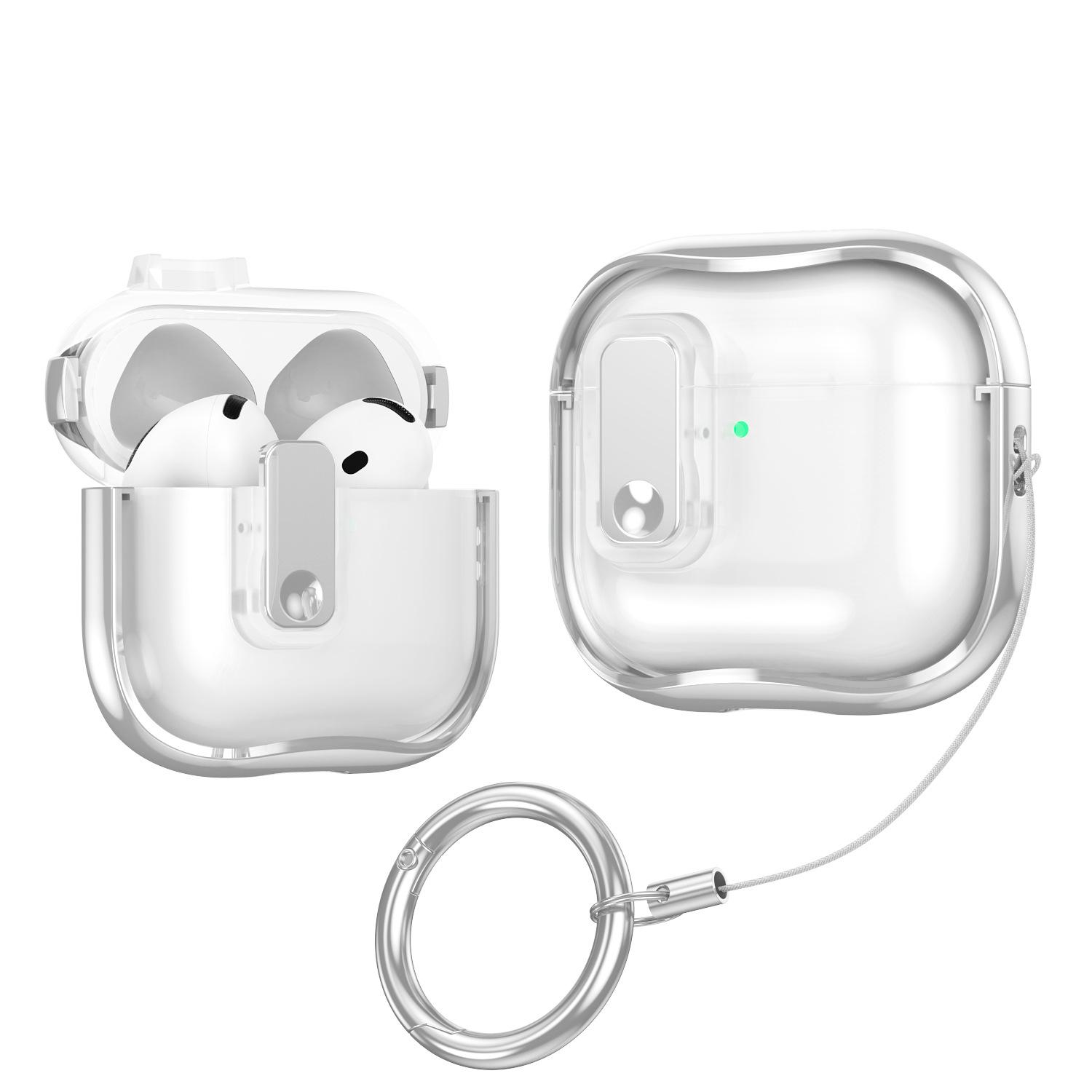 Applicable to Apple airpods4 protective case, transparent electroplated airpodspro2 second generation anti-lost bluetooth headset case Airpods3