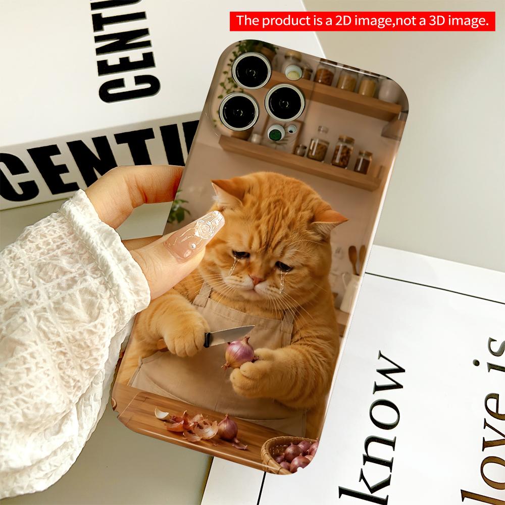 Crying Cat Chopping Onion in Kitchen All inclusive film hard phone case, compatible with iPhone 18 Pro Max 17 16 15 14 13 12 11