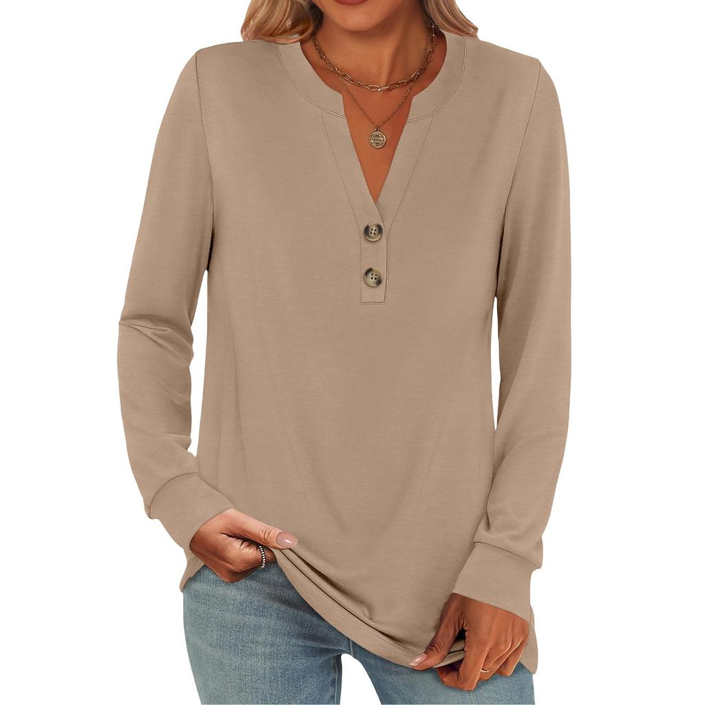 Women's Fashion Casual Color Long Sleeve T-shirt Pullover Top