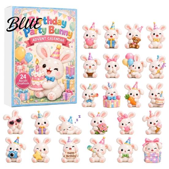Acrylic Rabbit Advent Calendar 2026 Bunny Calendar, 24 Days Ornaments Christmas Countdown Birthday Party Favors 2D Flat Cute Animal Pendants for Xmas