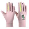 1Pair Kids Winter Gloves Fleece Lined Windproof Little Dinosaur Design Outdoor Snow Play Waterproof Warm