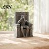 Bedside Table Mini Statue Anubis Sitting On Throne Statue, Palm-Sized 3D Printed Retro Gray Stone Texture Ornament, Ancient Egyptian Style Stable Base
