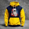 Men's Christmas Print Color Block Hooded Casual Sports Comfort Sweatshirt