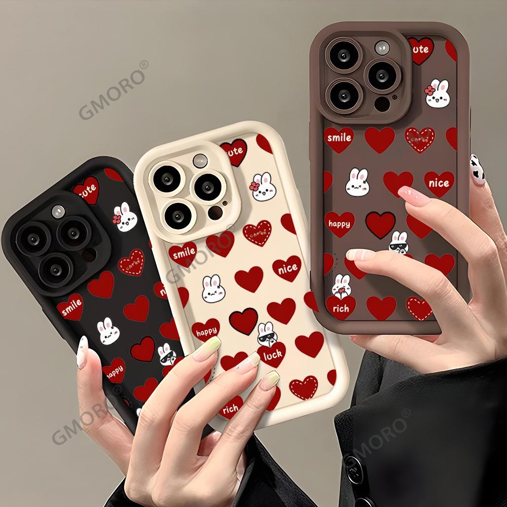 Hot-selling Trendy Brand Love Rabbit Mobile Phone Case Apple 17 Pro Girly iPhone15 Matte Silicone Case