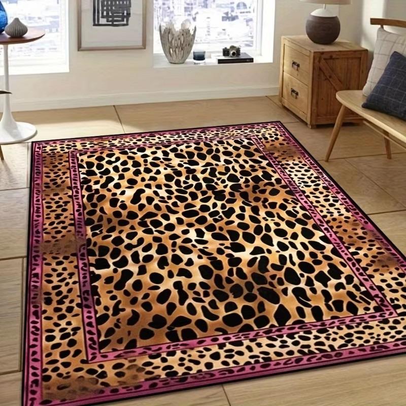 Classic Leopard Print Living Room Area Mat, Office Large Mat, Machine Washable Floor Mat, for Bedrooms, Outdoors, Room Supplies