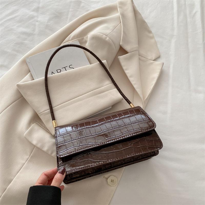 Simple stone pattern shoulder bag, fashionable solid color bright pattern bag, women's commuting convenience, portable small square bag