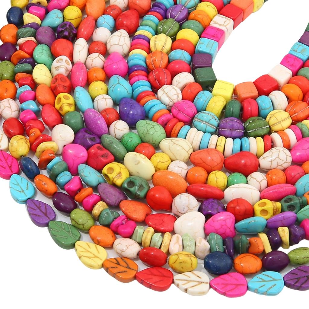 Synthetic Colour Turquoise Various Shapes of Colour Beads For Handmade Bracelet Necklace Keychain DIY Craft Jewelry Making Accessories