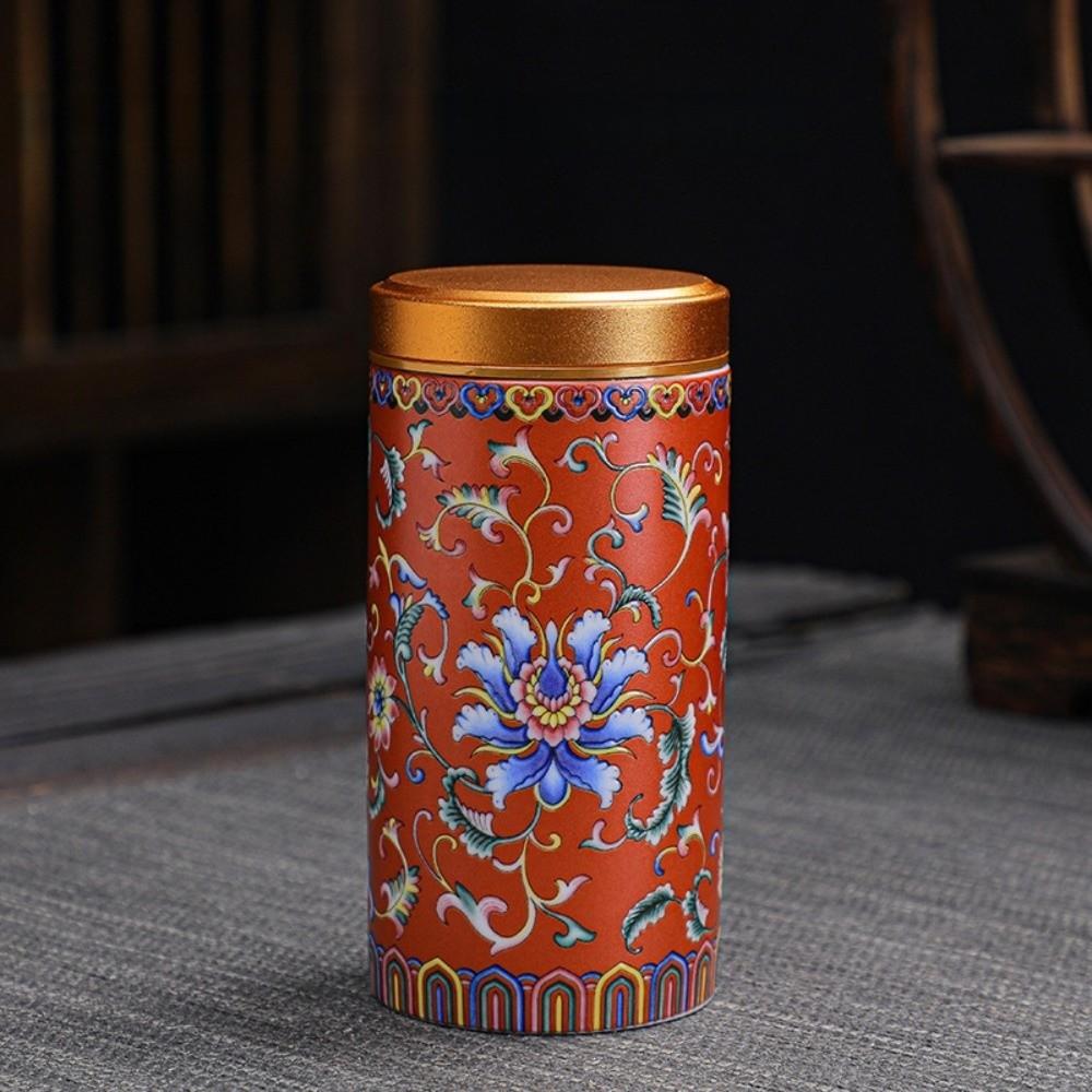 Ceramic Empty Tea Tin Can Chinese Style Portable Tea Canister Exquisite Moisture-proof Tea Packaging Box Loose Leaf Tea Storage