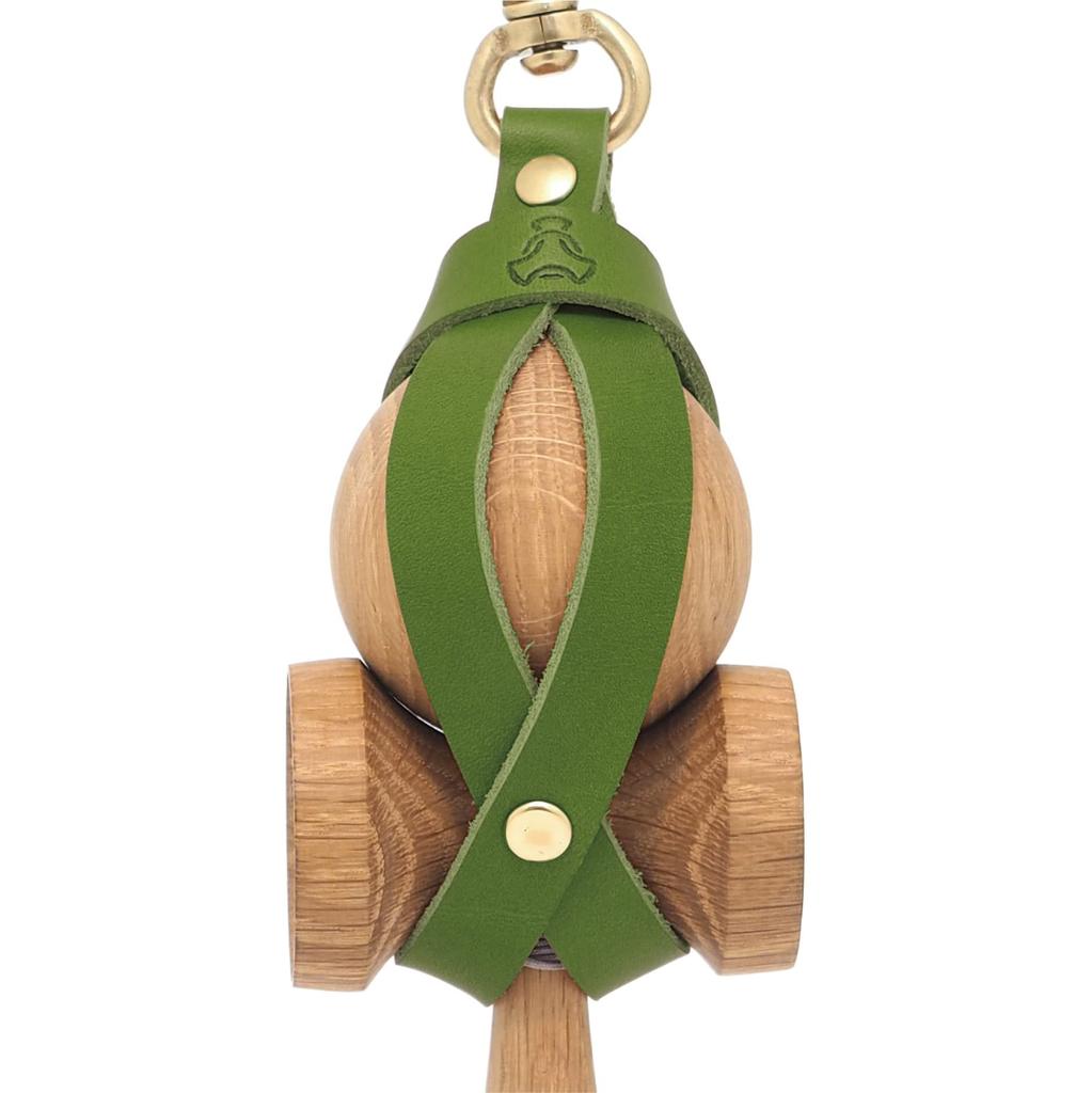 TOKYO KENDAMA Kendama Genuine Tochigi Leather and Made In Japan Holder, Green, Brass,