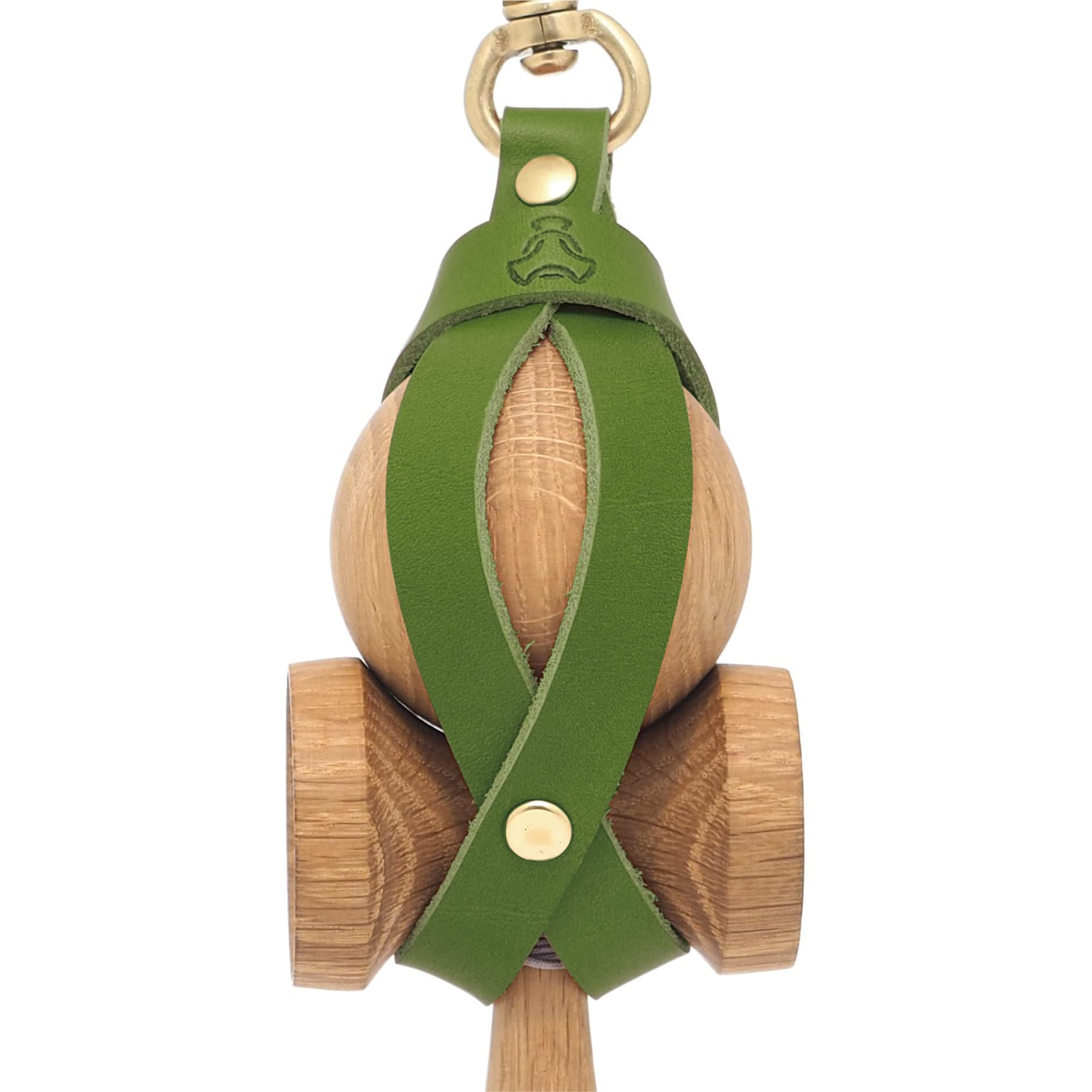 

ТОКИО КЕНДАМА Кендама из натуральной кожи Точиги и держатель, сделано в Японии, зеленый, латунь, зелёный