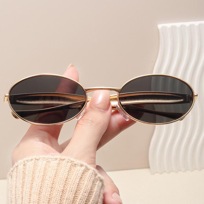 New European and American sardines metal glasses legs sunglasses fashion oval small frame sunglasses trendy sunglasses big name