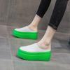 Fashion 2024 New Half Slippers Women's Spring  Slippers Women's Shoes Solid Color Thick Sole Height 8cm Green Sole Personality Half Drag