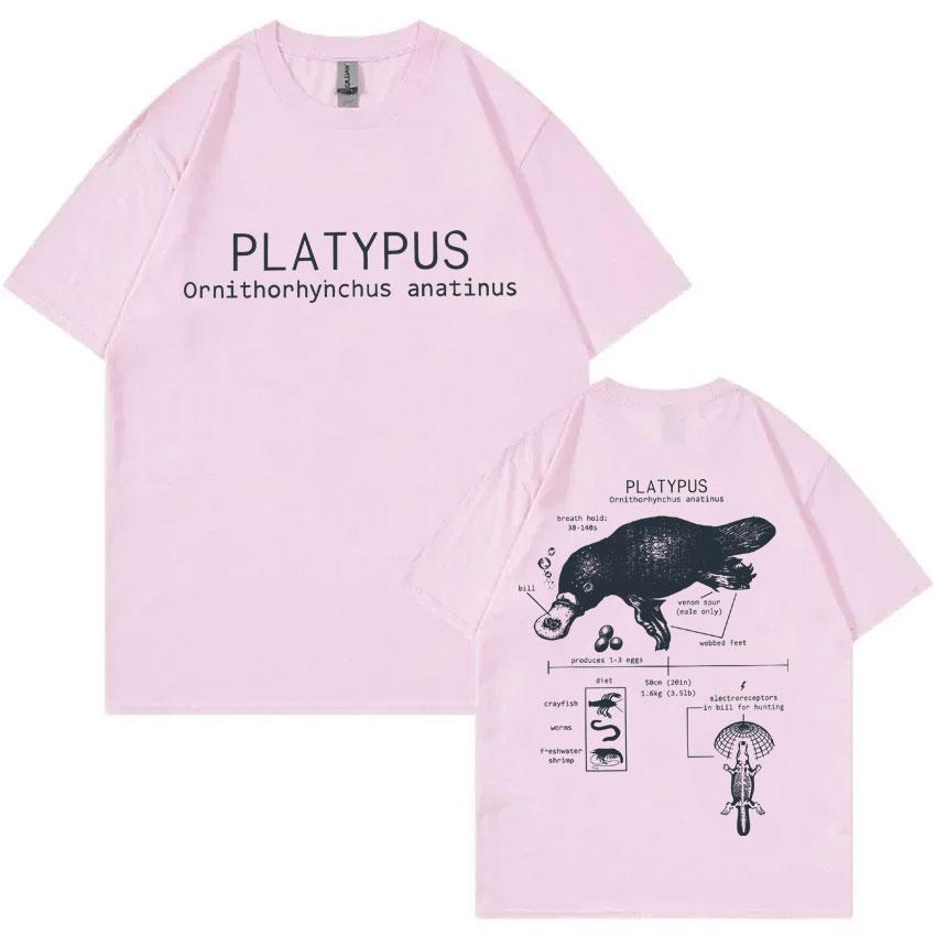 Funny Platypus Anatomy Graphic T-shirt Unisex Women Casual Oversized Short Sleeve T Shirts Unisex's Vintage Cotton T-shirts Streetwear