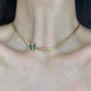 Green Butterfly Cuban Chain Necklace - Gold-Plated Choker for Women