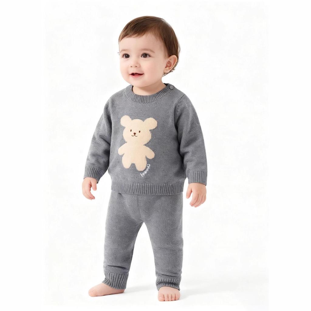 Autumn/Winter Cartoon Pullover Sweater Set for Toddlers