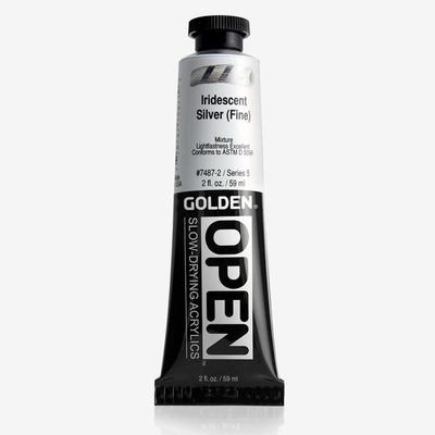Acrylic Paint - GOLDEN - Golden Open 60ml - Color Iridescent Silver - Mixed - Resistant To Skinning