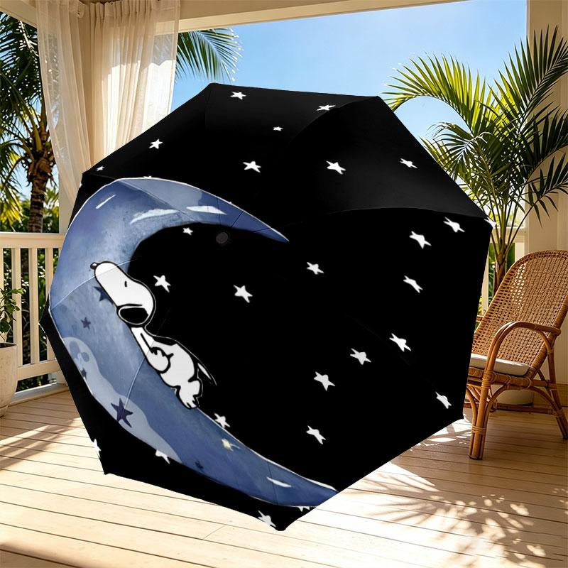 Snoopy Print Automatic Open Close Umbrella, Portable Foldable Umbrella, for Outdoor Commute Camping Trip, Ideal Birthday Gift