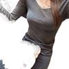 Lace-trimmed, Lightweight Thermal Underwear for Autumn and Winter, Women's Velvet, Sexy, Slimming, Long Johns, Base Layer Shirt Set