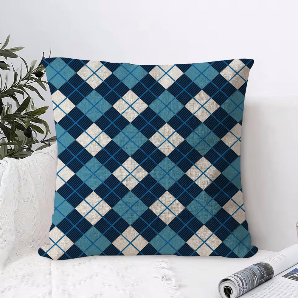 Black White Checkerboard Cushion Cover Breathable Linen Pillow Cover Skin-Friendly Home Decor Pillowcase With Hidden Zipper